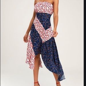 Lulus’s Golden Hour Strapless Midi Dress